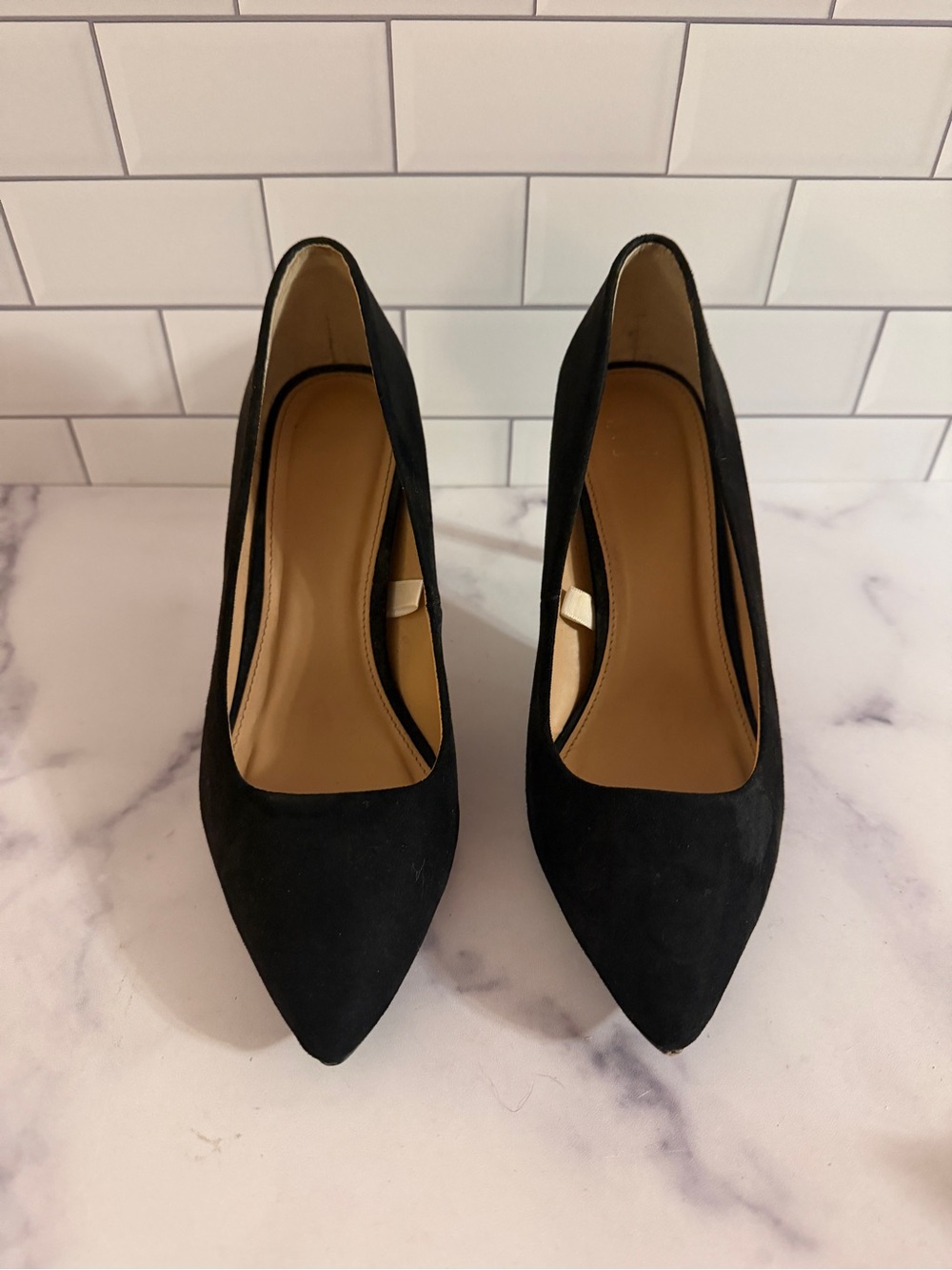 A New Day Womens 7 Black Faux Suede Pointed Toe Pumps High Heels Target